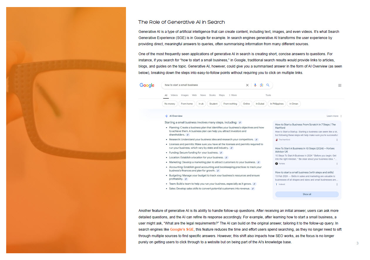 Screenshot of the Role in Generative search page of the whitepaper